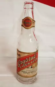 Labatt's Crystal Lager Bottle with Label. Circa 1948. Clear Glass Paper Label - Bild 1 von 10