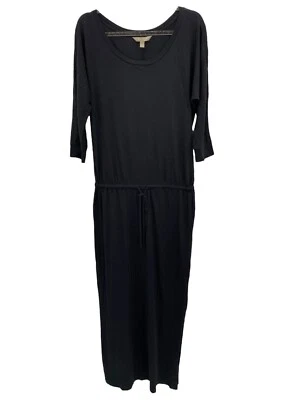 Banana Republic Black 3/4 Sleeve Scoop Neck Maxi Dress Elastic Tie Waist XS - Image 1 of 4