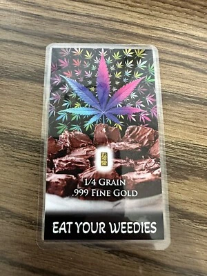 2024 Eat Your Weedies Cannabis 1/4 Grain-1/60th Gram .999 24k Gold JM Mint🔥💨 - Image 1 of 2