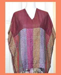 Diseño de cachemira lentejuelas de lana multicolor por todas partes túnica estilo poncho Kurti - Imagen 1 de 7