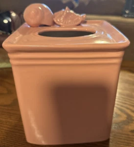 Vintage Pinky Peach Seashell Bath Tissue Box Cover Art Deco Vanity - Picture 1 of 10
