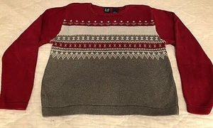 Girls size 14 long sleeve Gap Red & Gray Cotton sweater 19" length Chest 17 - Picture 1 of 3