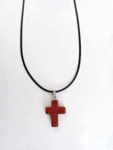 Tiny Cross Necklace, New, Rust color cross - Picture 1 of 4