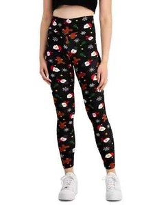 PLANET GOLD Juniors' Holiday Printed High Rise, Black Beauty Gingerbread Large - Picture 1 of 5