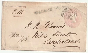 1846 1d PINK ENV =930= NUMERAL YORK + WALMGATE SUB PO TO R? GLOVER SUNDERLAND - Imagen 1 de 2