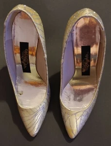 Wild Nights Women's Vintage Silver Glitter Design High Heels Size 7 - Picture 1 of 12