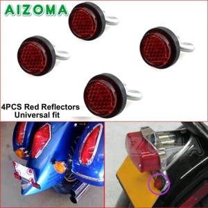 4pcs Tag Bolts Red Mini Reflector License Plate For Harley Honda Motorcycle Bike - Picture 1 of 12