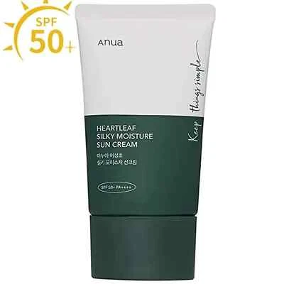 Anua Heartleaf Silky Moisture Sunscreen Sun Cream SPF 50+ PA++++ 50ml UK..
