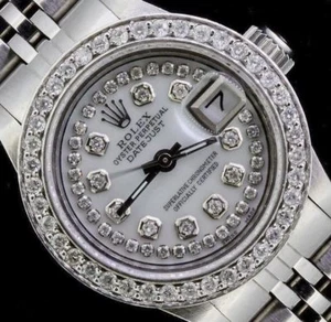 Rolex Ladies Date Datejust Oyster Stainless Diamond Dial Bezel Watch - Picture 1 of 10