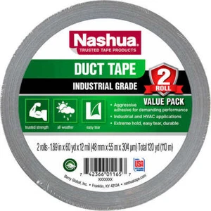 Nashua Industrial Grade Duct Tape, 1.89" x 60.1 yards, 2 Count Made in the USA - Picture 1 of 2