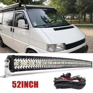Fit VOLKSWAGEN TRANSPORTER 52inch LED LIGHT BAR T5 T6 T4 Flood SPOT Combo Wiring - Picture 1 of 12
