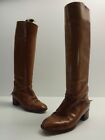Vintage Womens Boots Size 3.5 UK BRUNO MAGLI Tan Brown Pull On Knee High Riding