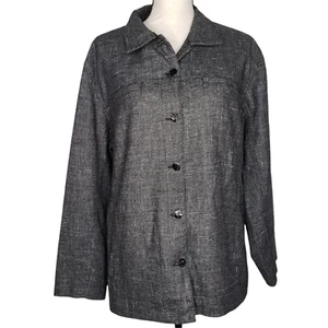 Chico's Design Jacket XL Pockets Lined Black White Tweed Wool Blend Size 3 - Picture 1 of 7