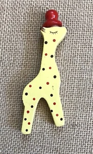 Mini Polka Dot Giraffe With Hat Wood Figure Crafting Funny Whimsical Novelty - Picture 1 of 7