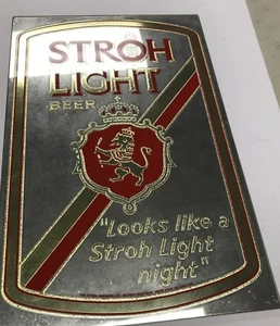 Vintage Stroh's Light Beer Mirror Sign Stroh Light 19x12.5 - Picture 1 of 2