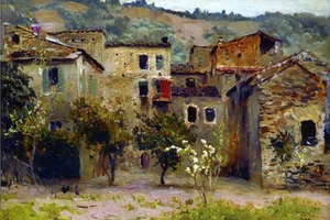Pintura al óleo Levitán - En las cercanías de Bordiguera, en el norte de Italia arte - Imagen 1 de 1