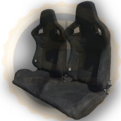 Pair Suede Alcantara BB6 Reclining Titling Bucket Sports Racing Seats BLACK • 512.92€