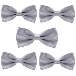5 Packs Men Satin Bow Tie Wedding School Adjustable Solid Color Bowtie