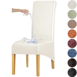 Stretch XL Size PU Leather Dining Chair Covers 100% Waterproof Chair PROTECTOR - Picture 1 of 10