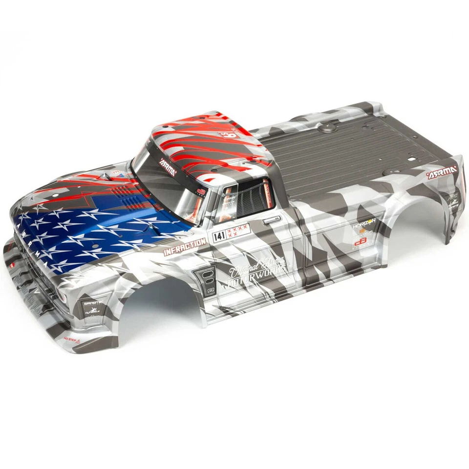 ARRMA ARA410006 Painted Decaled Trimmed Body Silver / Red : Infraction 6S BLX - Image 1 of 1