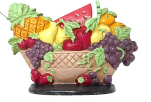 Fruit in a Basket Cast Iron Doorstop Vintage Painted Watermelon Pineapple Color - Picture 1 of 17