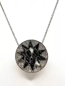 House of Harlow 1960 Pequeño Tono Plata Starburst Serpiente Cuero Collar Colgante - Imagen 1 de 4