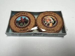 Six Genuine Cork Coasters Souvenir Canada Mounty First Nations Collection - Picture 1 of 4