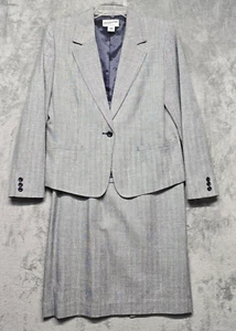 Pendleton Womens Size 8 Blue Blazer Skirt Suit Set Wool Silk Blend Fully Lined - Picture 1 of 23