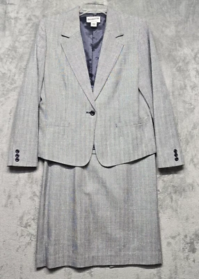 Pendleton Womens Size 8 Blue Blazer Skirt Suit Set Wool Silk Blend Fully Lined - Image 1 of 4