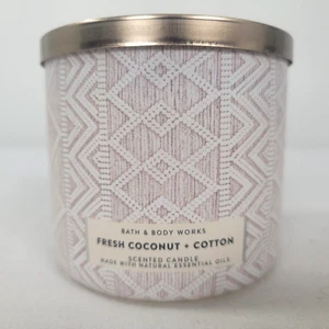 Bath & Body Works Fresh Coconut + Cotton Scented Candle NEW 3 Wick 14.5 oz. - Picture 1 of 4
