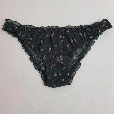 Y2K Gilly Hicks Sheer Ruffle Mesh Paisley Floral Cheeky Bikini Panty Size M - Image 1 of 4