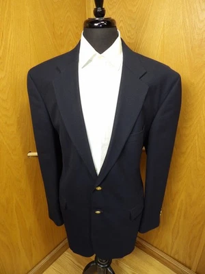 Mens Blazer Sport coat Jacket Stafford 46L Navy Blue Wool Poly blend NWOT Q#28 - Image 1 of 4