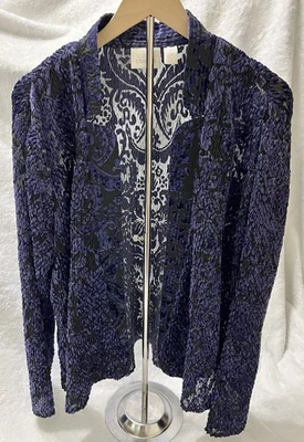 Chaqueta Chicos Mujer Talla 2/L Terciopelo Aplastado Burnout Púrpura Transparente Capricho Foto 1 de 4