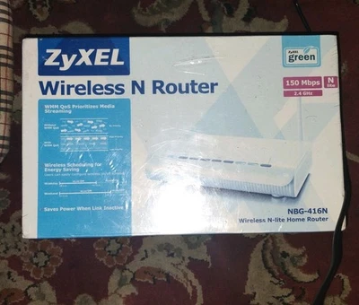 Zyxel Wireless N Lite Home Router NBG 416N 150 Mbps 24 GHz Media Stream -Sealed - Image 1 of 3
