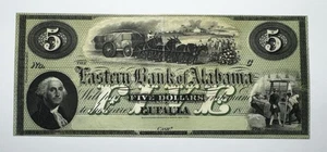 Billete obsoleto de 5 dólares de The Eastern Bank of Alabama Eufaula de 1950  - Imagen 1 de 2