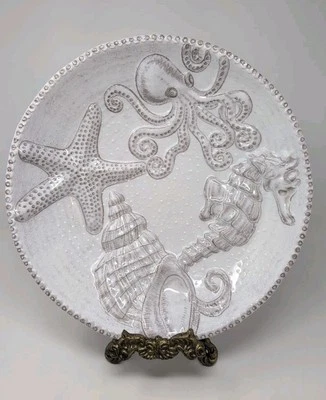 Tazón grande para servir Sigrid Olsen diseño pulpo, caballito de mar, estrella de mar y concha Foto 1 de 4
