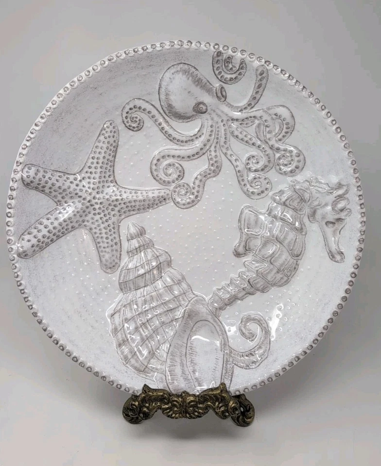 Tazón grande para servir Sigrid Olsen diseño pulpo, caballito de mar, estrella de mar y concha Foto 1 de 4