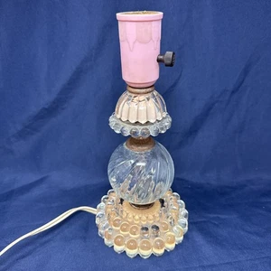 Vintage Clear Glass Hobnail Small Table Lamp WORKS - Picture 1 of 18
