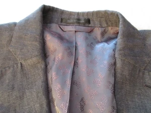 Psycho Bunny Men’s Dark Gray Herringbone  Jacket 100% Linen Size 52 XL - Picture 1 of 20
