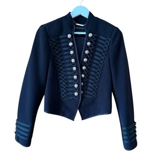 Forever New Womens Jacket Size 10 Black Military Brocade Embroidered Long Sleeve - Picture 1 of 15
