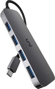uni USB C to Hub Multiport Adapter, Aluminum 4 Ports C 0.6FT, Gray - Picture 1 of 9