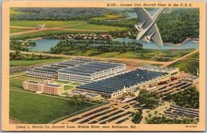 Middle River, Maryland Postcard "Glenn L. Martin Aircraft Plant" Curteich LINEN - Picture 1 of 2