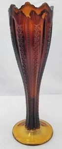 Tiara Indiana Glass Dark Amber Brown Vase 10.25 Inches - Picture 1 of 6