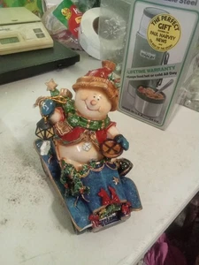 Muñeco de nieve escarchado de porcelana Don Mechanic difícil de encontrar con decoraciones en automático - Imagen 1 de 6