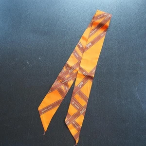 HERMES Twilly Schal Bolduc Bandmuster Bolduk orange braun Schal - Bild 1 von 7