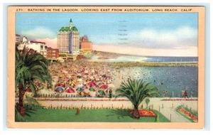 1951 Bathing in Lagoon Looking East Long Beach CA, California Early Postcard - Picture 1 of 2