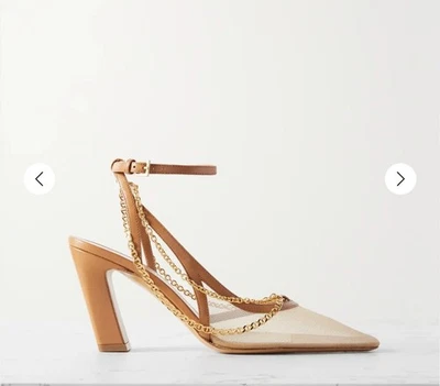 Zapatos de salón Khaite Marfa cadena correa al tobillo malla y cuero recortados-38 Foto 1 de 4