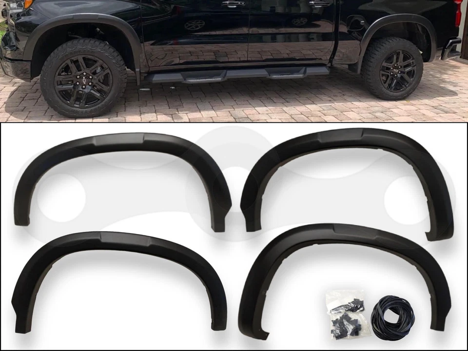 Genuine GM OEM 2019-2024 Silverado 1500 Fender Mud Flares Lip 4pcs/Set Black - Image 1 of 4