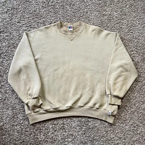 Vintage Russell Athletic Crewneck Sweatshirt Size XL Beige USA Made 90s - Picture 1 of 9