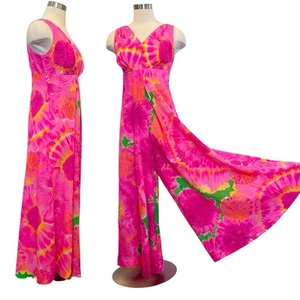 Vintage Hawaiian Togs for McInerny rosa Palazzo Hose Maxi Overall Split Kleid - Bild 1 von 10